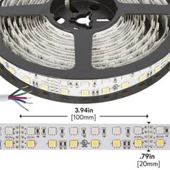RGBW LED Strip Lights - Dual Row 24V LED Tape Light With White And Multicolor LEDs - 530 Lumens/ft.