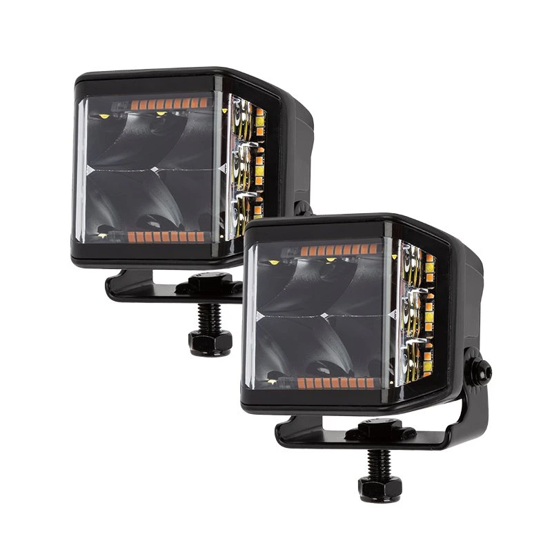 LED Pod Light - 70W Side Shooter With Amber Strobe - Spot Beam - 8,400 Lumens - Single - Image 2