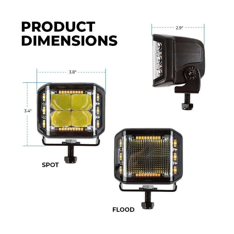LED Pod Light - 70W Side Shooter With Amber Strobe - Spot Beam - 8,400 Lumens - Single - Image 4