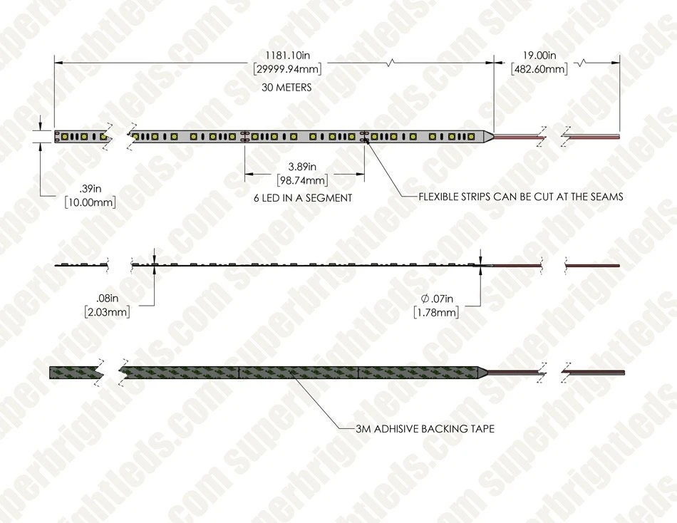 30m White LED Strip Light - Radiant Series LED Tape Light - Contractor Reel - 24V - IP20 - Cool White 5000K - 1181.4in (98.40ft) - Image 10