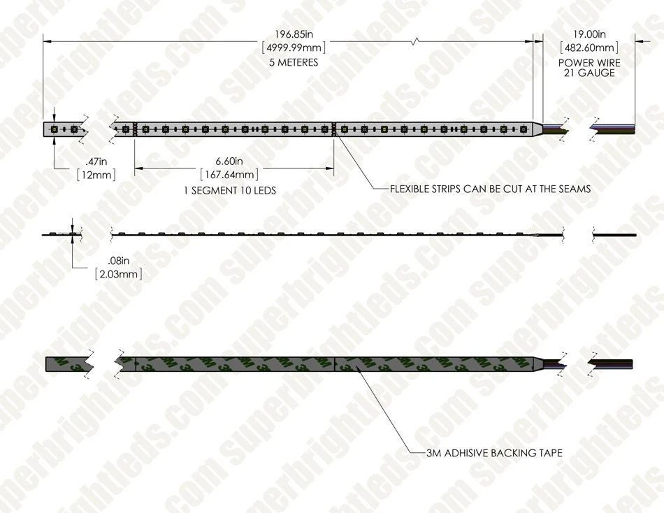5m RGB+W LED Strip Light - Color-Changing LED Tape Light - 12V / 24V - IP20 - Image 15