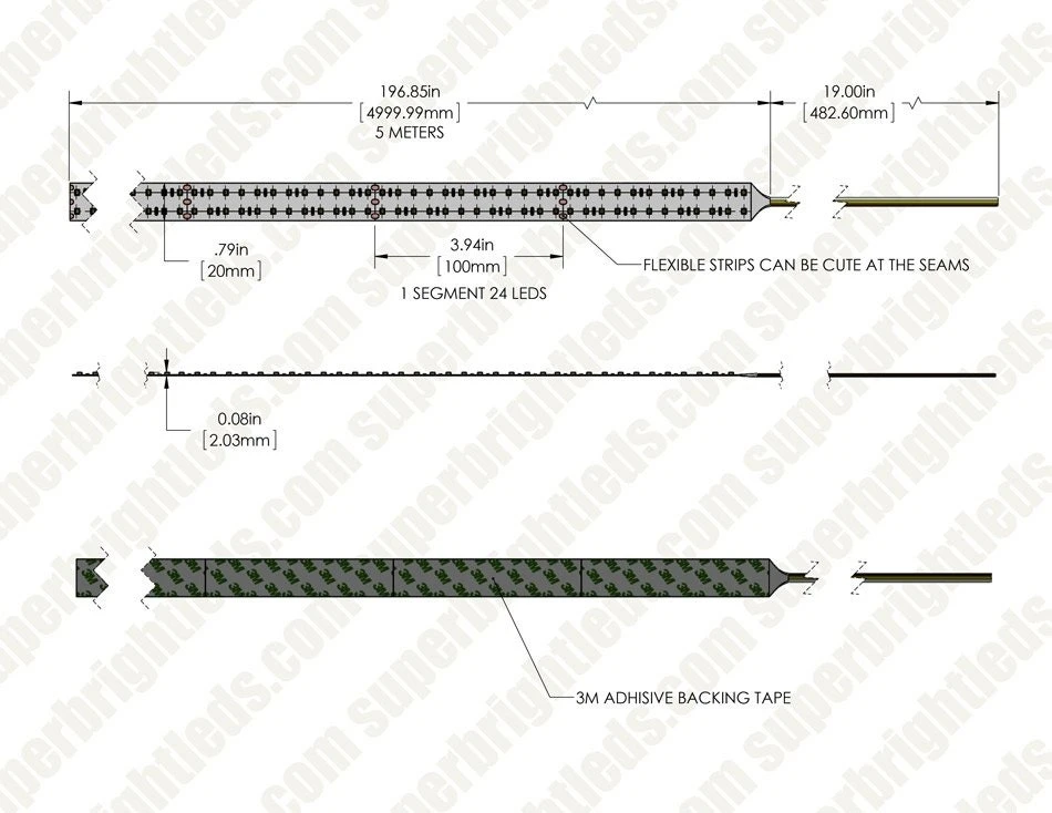 5m Tunable White LED Strip Light - LED Tape Light - Dual-Row - 24V - IP20 - Tunable White - 196.9in (16.40ft) - Image 8