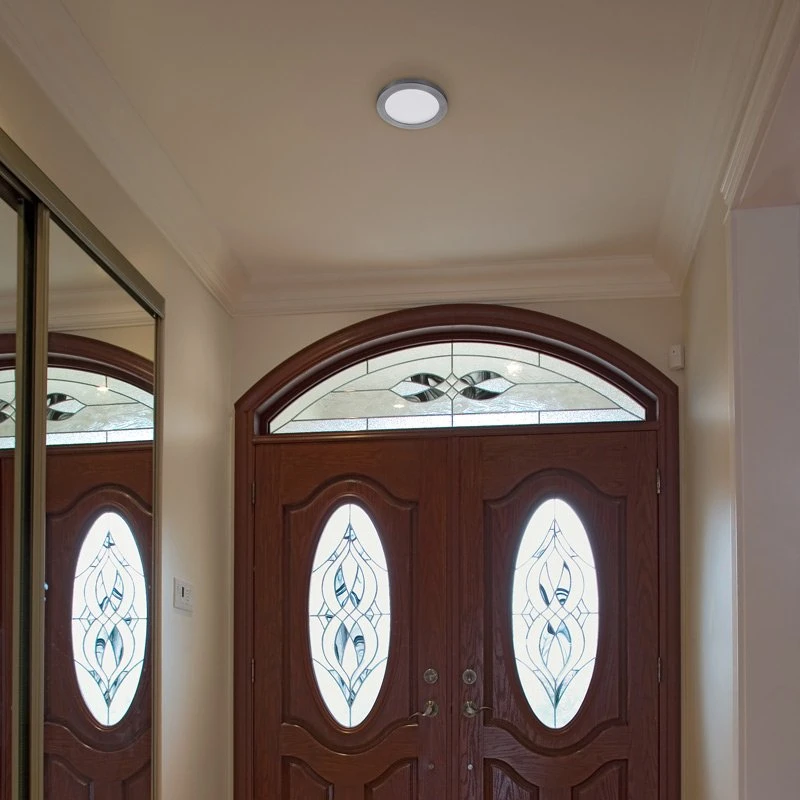 TCP 7" LED Slim Flush Mount Fixture - Satin Nickel Trim Ring - 15W - Selectable CCT - Dimmable - Up To 1,080 Lumens - Image 4