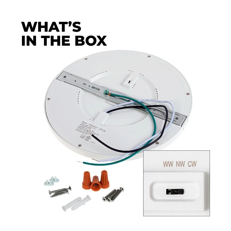 TCP 9" LED Slim Flush Mount Fixture - Matte Black Trim Ring - 18W - Selectable CCT - Dimmable - Up To 1,370 Lumens - Image 2