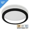 TCP 12" LED Slim Flush Mount Fixture - Matte Black Trim Ring - 24W - Selectable CCT - Dimmable - Up To 2,040 Lumens