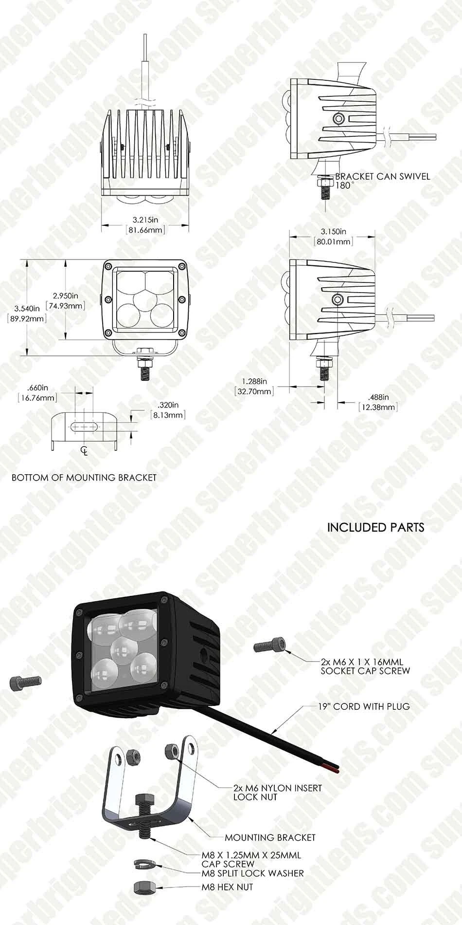 LED Fog Light - 3" Square - 25W - 1,700 Lumens - Image 10