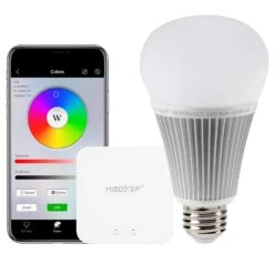 A19 MiBoxer Wi-Fi Smart LED Bulb - RGB+Tunable White - Smartphone / Alexa / Google Home Assistant Compatible - 9W - 60W Equivalent - 850 Lumens
