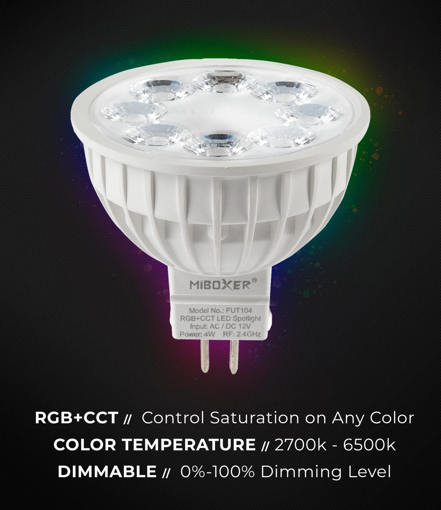 MR16 MiBoxer RGB+Tunable White Smart LED Bulb - 4W - 35W Equivalent - 280 Lumens - Optional RF Remote - Image 8