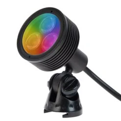 6W Color Changing RGB LED Landscape Spotlight With Remote - 200 Lumens - Matte Black