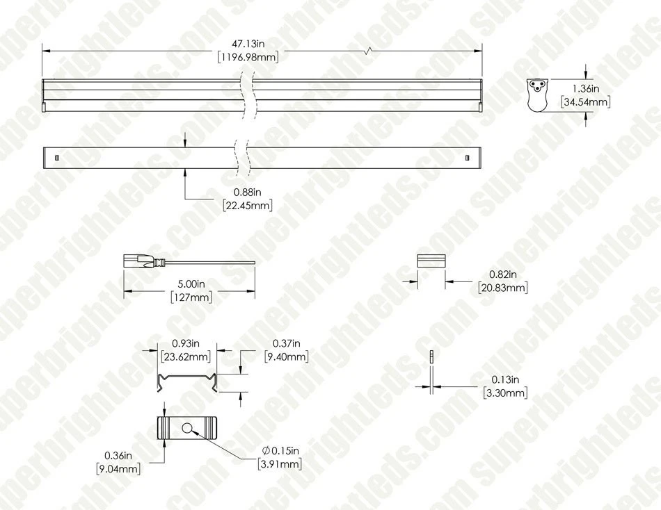 Integrated T5 LED Light Fixture - 120V Linkable LED Task Lights - Up To 600lm/ft - 5000K - 48" - Image 11