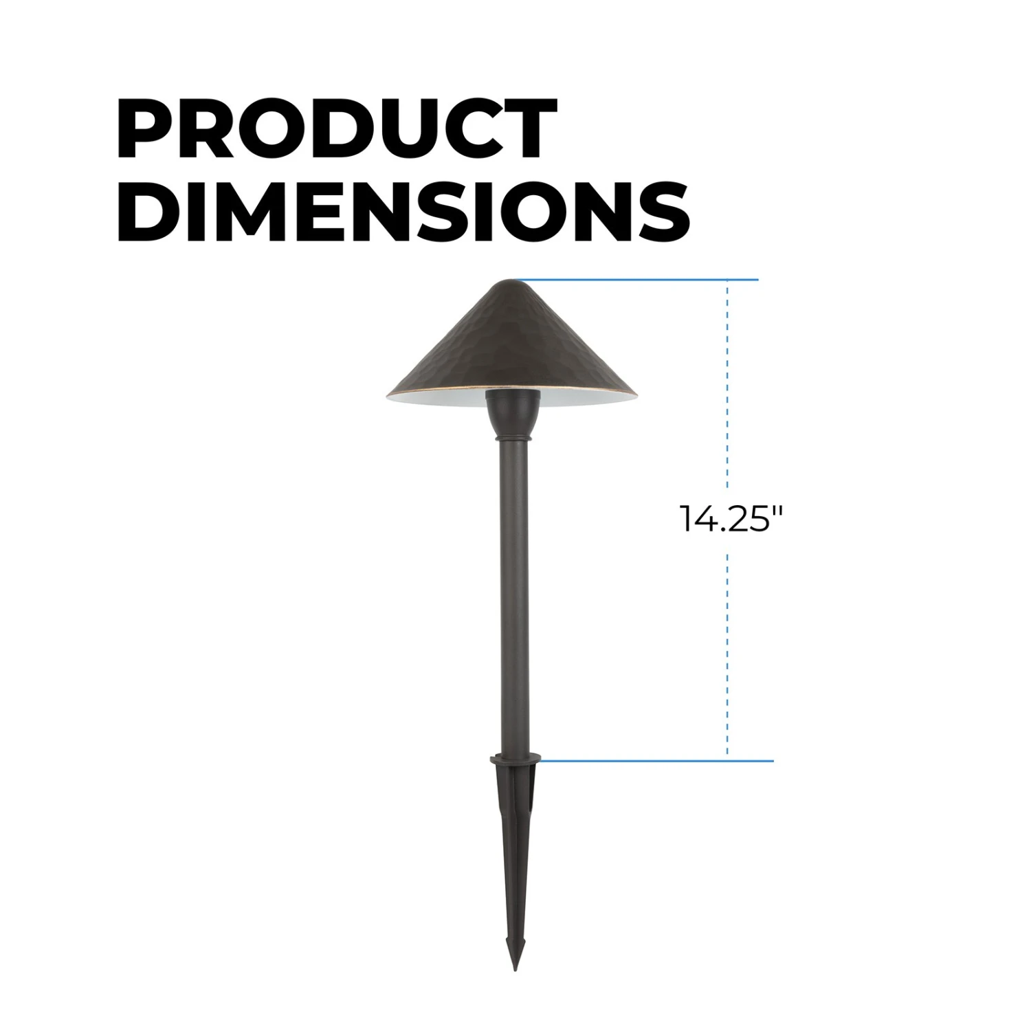 12V Landscape LED Path Light - 7.5" Hammered Cone Shade - Bronze - 2700K / 3000K / 4000K - Image 2
