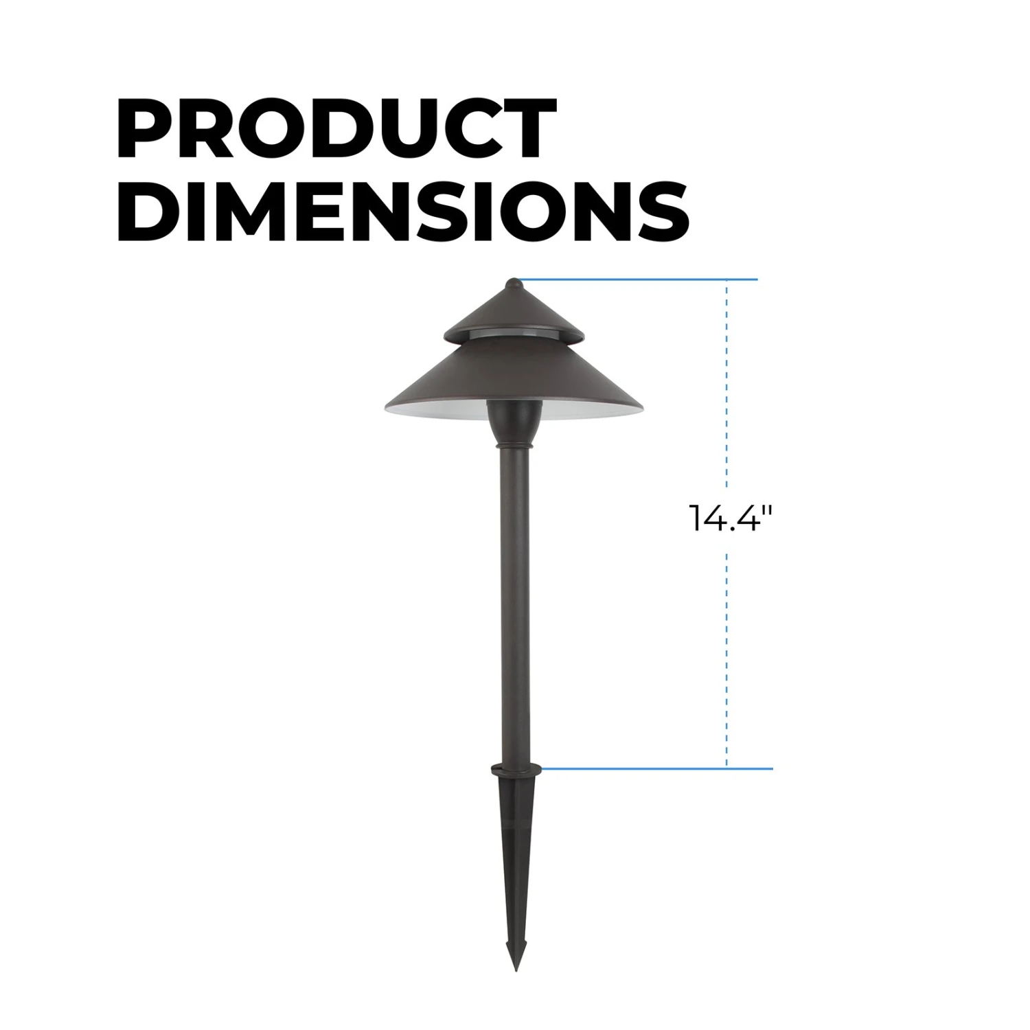 12V Landscape LED Path Light - 7.5" Two Tier Cone Shade - Bronze - 2700K / 3000K / 4000K - Image 2
