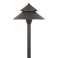 12V Landscape LED Path Light - 7.5" Two Tier Cone Shade - Bronze - 2700K / 3000K / 4000K
