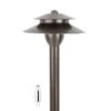 Solid Brass Landscape Path Light - 6" Two-Tier Cone Shade - Drop-In Fixture - Optional G4 Bulb - 2700K / 4000K / 6500K