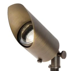 Solid Brass LED-Ready Landscape Spot Light With Adjustable Glare Guard - Drop-In Fixture With MR16 Bulb - 400 Lumens - 2700K / 3000K / 4000K / 6500K