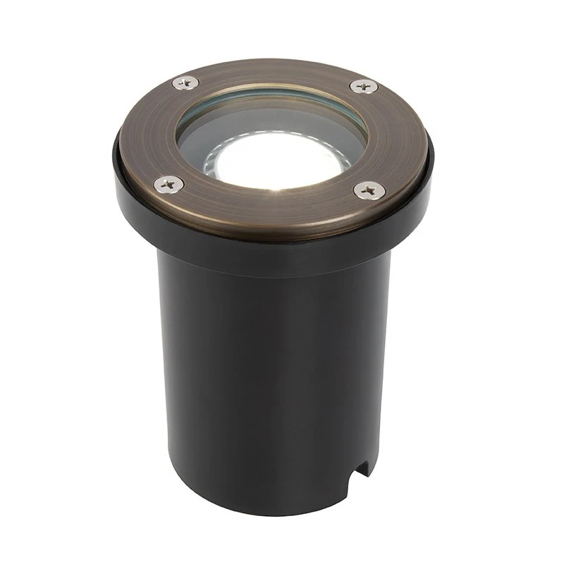 Brass LED Ready Flat Top In-Ground Well Light - Optional MR16 Bulb - 2700K / 3000K / 4000K / 6500K