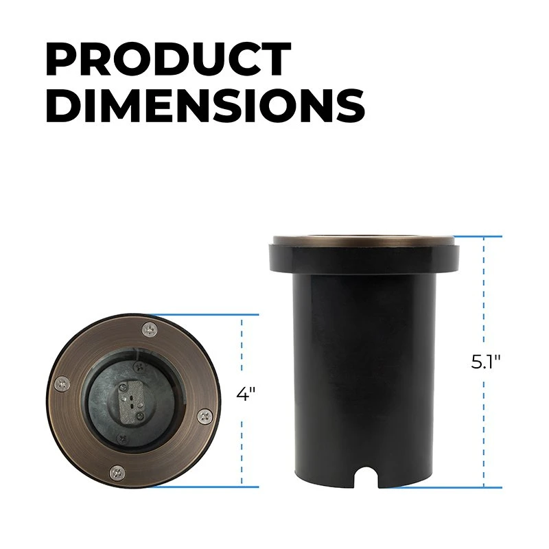 Brass LED Ready Flat Top In-Ground Well Light - Optional MR16 Bulb - 2700K / 3000K / 4000K / 6500K - Image 2