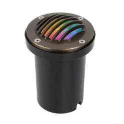 Brass LED Ready Louvered In-Ground Well Light - Optional RGB + Tunable White MR16 Smart Bulb - Smartphone Compatible - Optional RF Remote