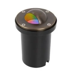 Brass LED Ready Eyelid In-Ground Well Light - Optional RGB + Tunable White MR16 Smart Bulb - Smartphone Compatible - Optional RF Remote