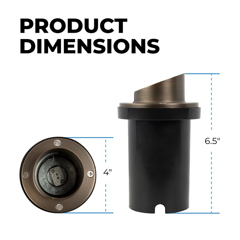 Brass LED Ready Hooded In-Ground Well Light - Optional RGB + Tunable White MR16 Smart Bulb - Smartphone Compatible - Optional RF Remote - Image 2