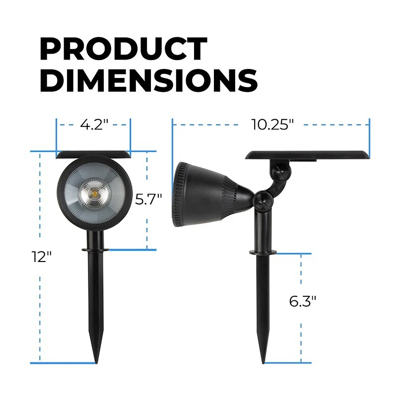 LED Solar Flood Light - Dusk-to-Dawn Photocell - 120-Degree Beam Angle - Stake Included - 3000K - Image 3