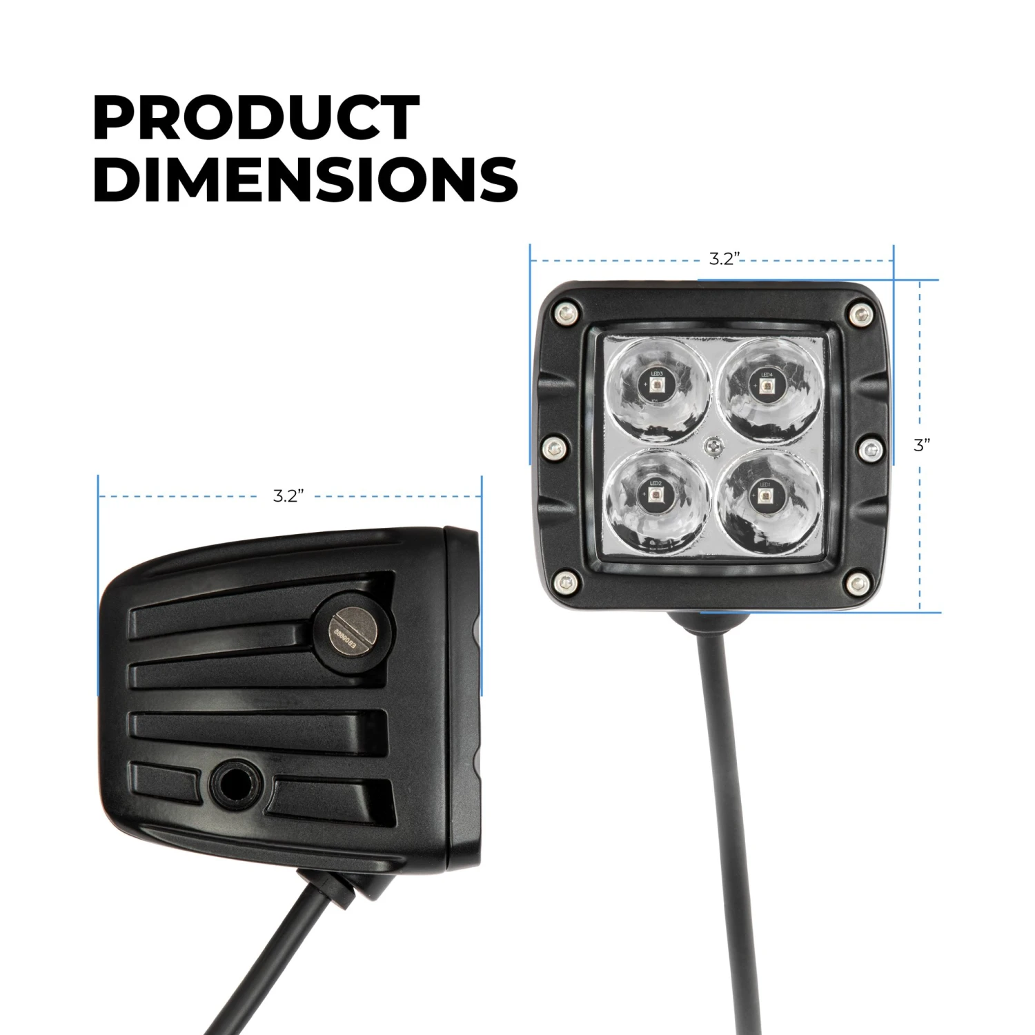 2” 940nm Off-Road Infrared LED Light Pod - Flood Beam - 2-Pack - Image 3