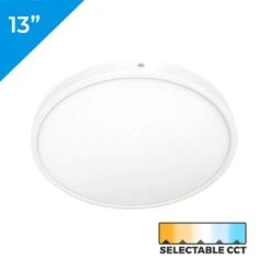 13” LED Downlight With Selectable CCT - Low Profile Flush Mount Ceiling Light - 2,160 Lumens - Dimmable - 2700K / 3000K / 3500K / 4000K / 5000K