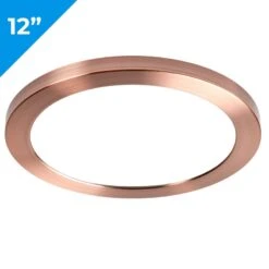 12” LED Downlight W/ Rose Gold Trim - 24W Flush Mount Ceiling Light - 1,920 Lumens - 125 Watt Equivalent - 4000K/3000K - Dimmable