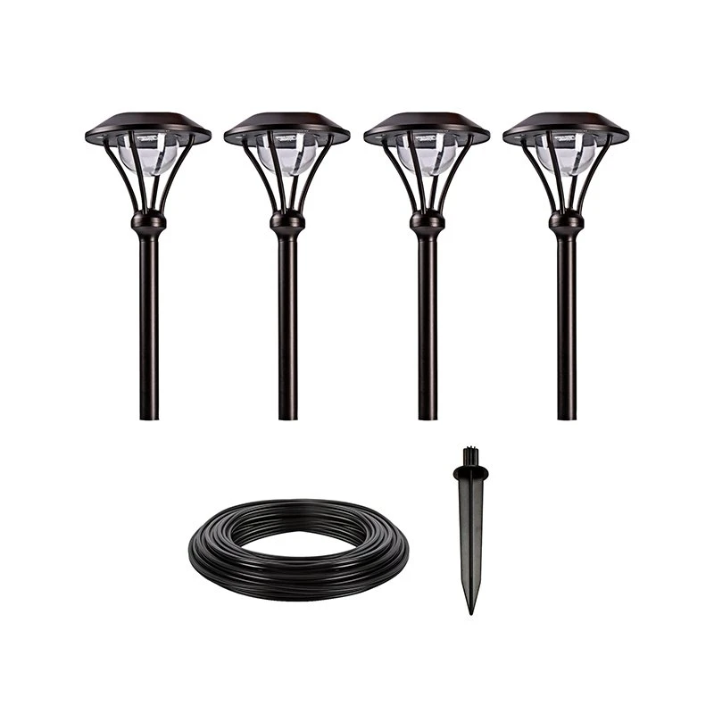 LED Landscape Lighting Expansion Kit - 4 Mini Post Top Path Lights - Warm White