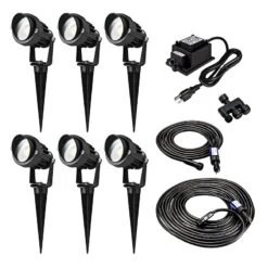 G-LUX Series Landscape Lighting Kit - 6 Spotlights - Low Voltage Transformer - Plug And Play