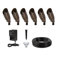 6-piece LED Spot Light Landscape Lighting Kit - MR16 Bulbs - 60W Low Voltage Transformer - 2700K / 3000K / 4000K / 6500K