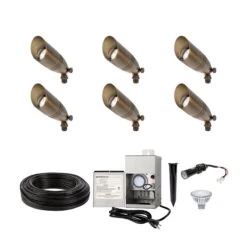 LED Landscape Lighting Kit - 6 Spotlights - Stainless Steel Transformer