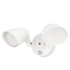 20W Integrated LED Motion Sensor Light - 1,800 Lumens - Adjustable 2 Head Security Light - 4000K - Natural White With White Finish