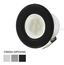 0.25W Mini Round Recessed LED Lights - Plastic Trim - 4500K Natural White - Black - 6-Pack