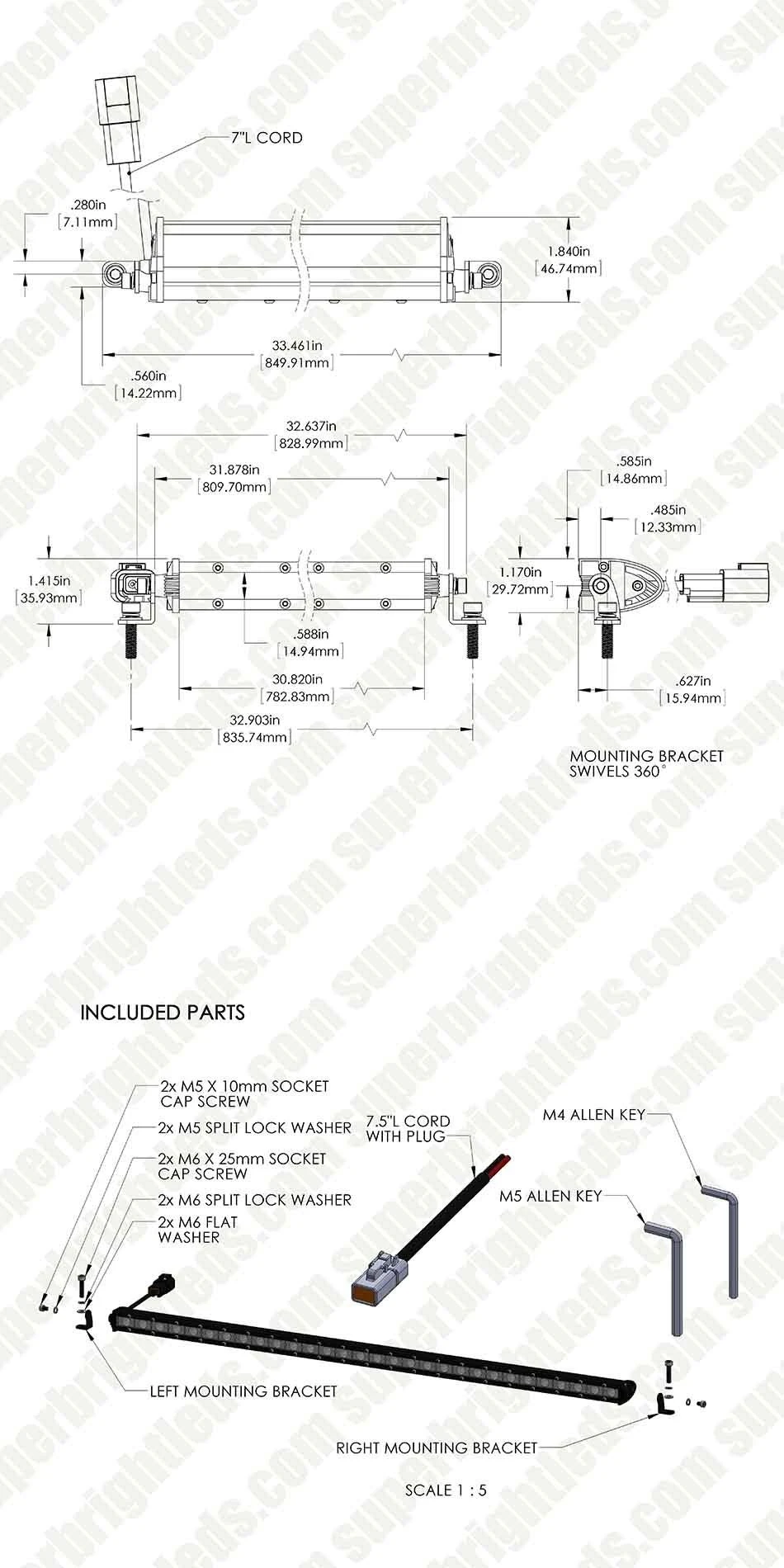 30" Slim Series Off-Road LED Light Bars - 90W - 8,200 Lumens - Combo Beam - Image 10