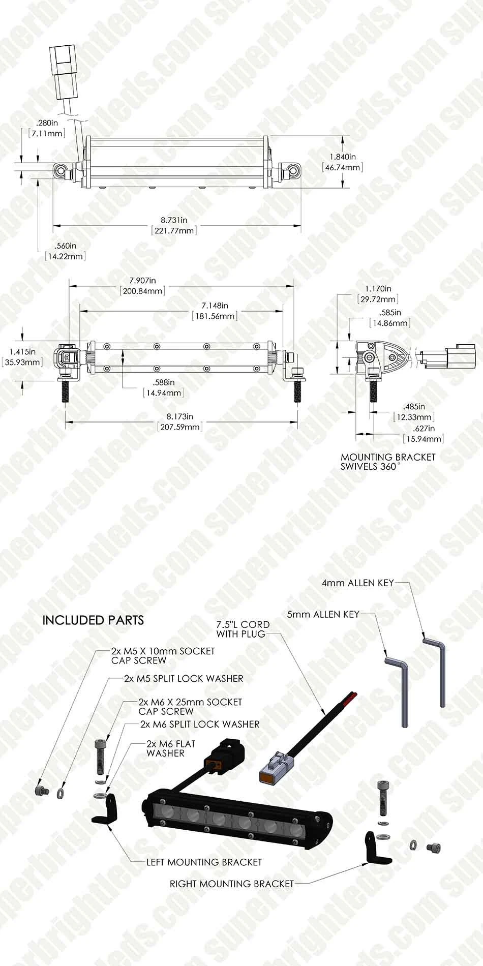 7" Slim Off-Road LED Light Bar - 18W - 1,650 Lumens - Image 12