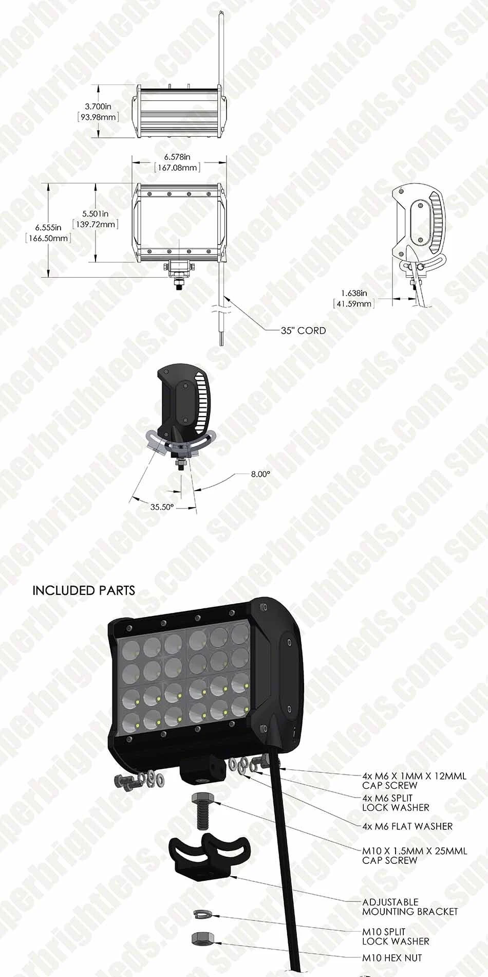 6.5" Titan Series Quad-Row Off-Road LED Light Bar - 72W Flood Light- 6,500 Lumens - Flood Beam - Image 14