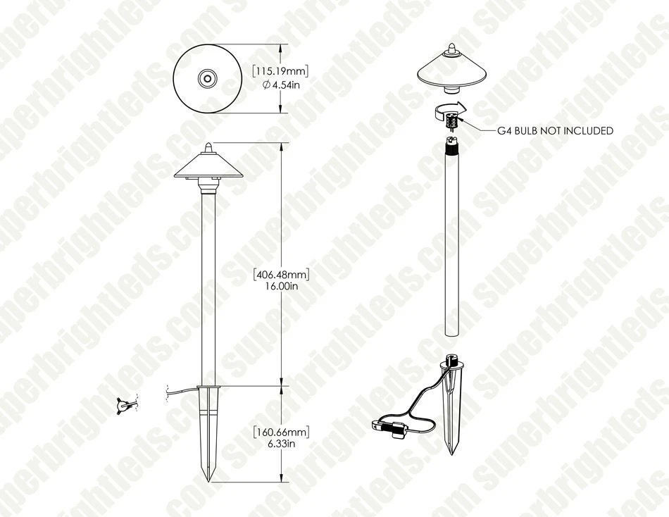 Landscape LED Ready Cone Shade Path Light - Optional G4 RGBW Smart Bulb - Alexa / Google Assistant / Wi-Fi Compatible / Bluetooth Controller - Image 9