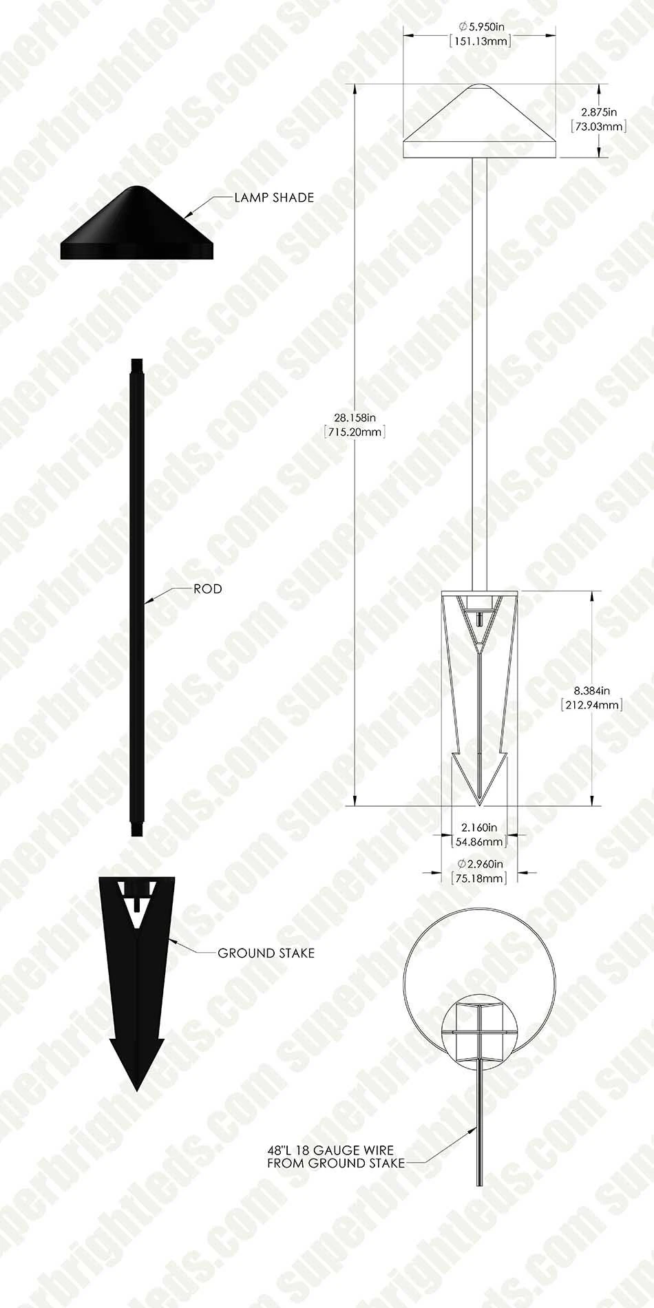 Landscape LED Path Lights With Offset Cone Shade - 3 Watt - Image 12