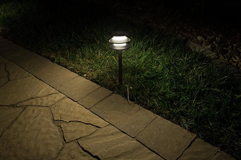 LED Landscape Lighting Expansion Kit - 4 Triple Tier Pagoda Path Lights - Warm White - Image 7