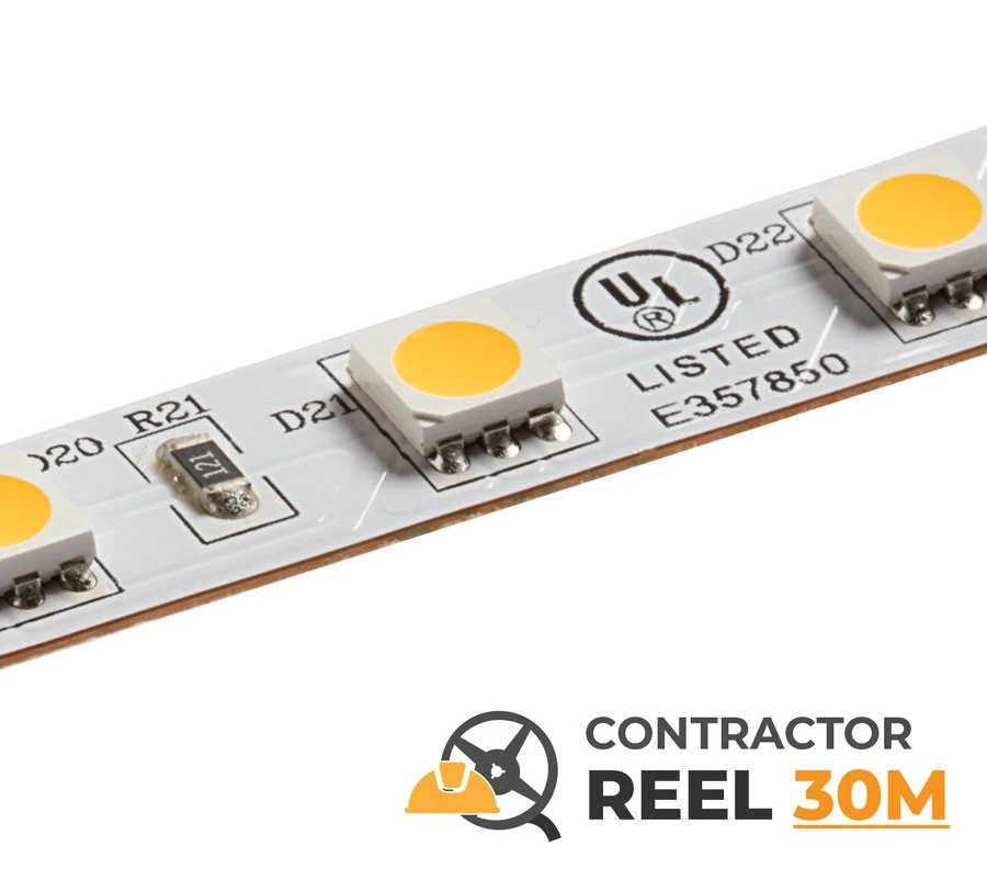 30m White LED Strip Light - Radiant Series LED Tape Light - Contractor Reel - 24V - IP20 - Cool White 5000K - 1181.4in (98.40ft) - Image 4
