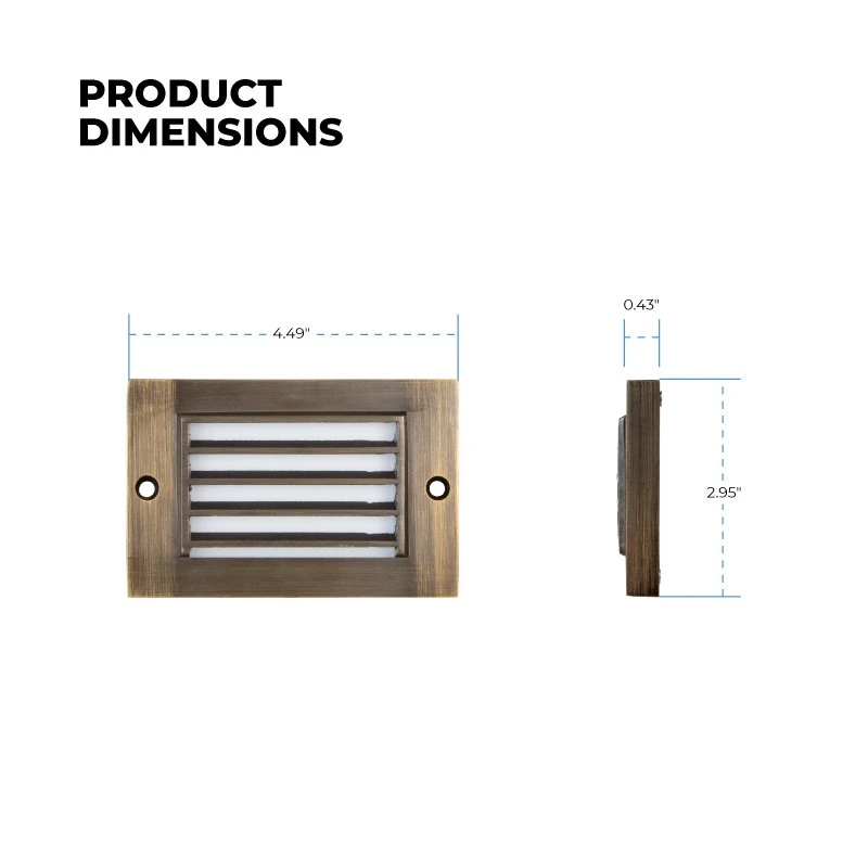 2W Low Voltage Brass Landscape LED Step Light - Thin Louvered Faceplate - 12V - 3000K - Image 4
