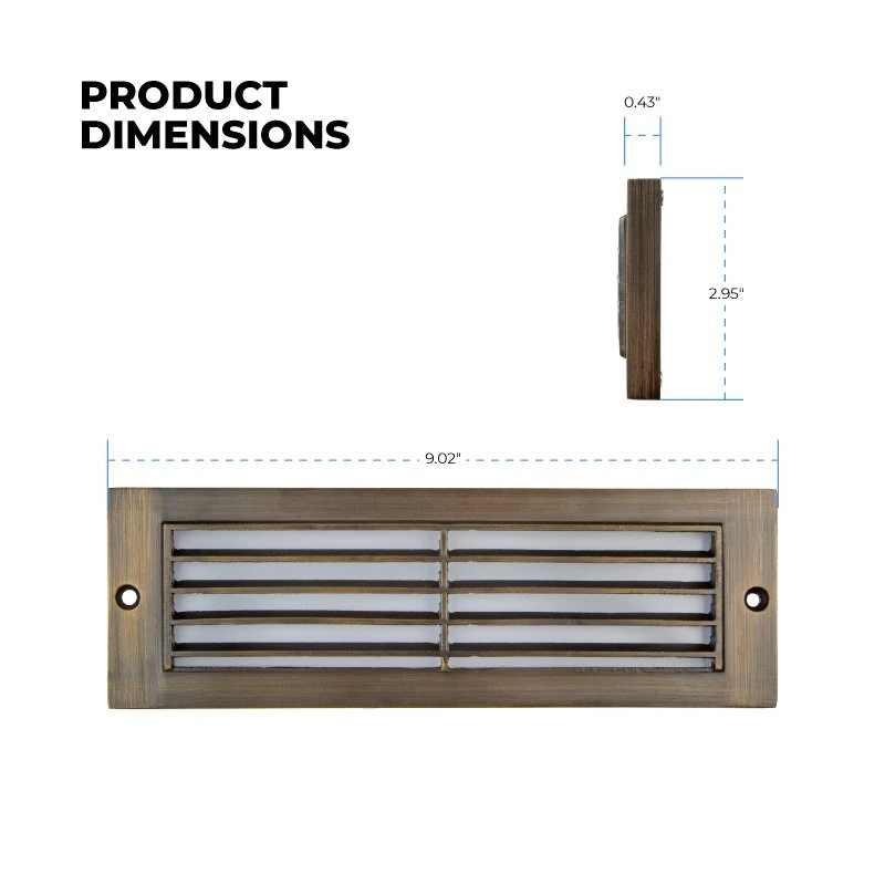 4W Low Voltage Brass Landscape LED Step Light - Thin Louvered Faceplate - 12V - 2700K / 3000K - Image 4