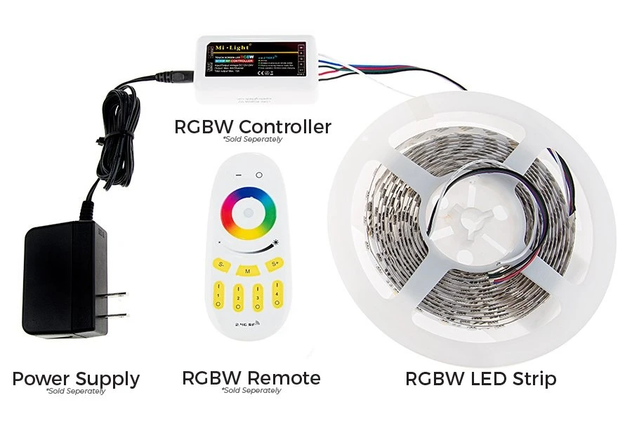 5m RGB+W LED Strip Light - Color-Changing LED Tape Light - 12V / 24V - IP20 - Image 5