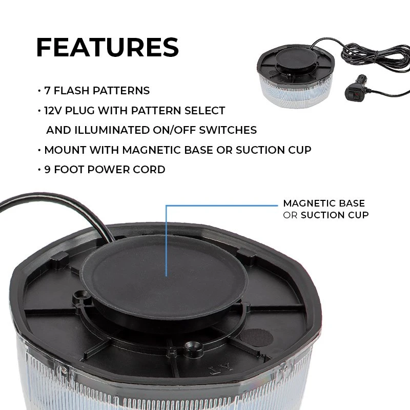 Mini Emergency LED Strobe Beacon - Magnetic Surface Mount - 12V Plug - Image 3