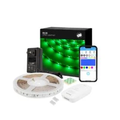 RGB LED Strip Light Kit - 5m Color-Changing LED Tape Light - 24V - Alexa / Google Assistant / Compatible Wi-Fi / Bluetooth Controller
