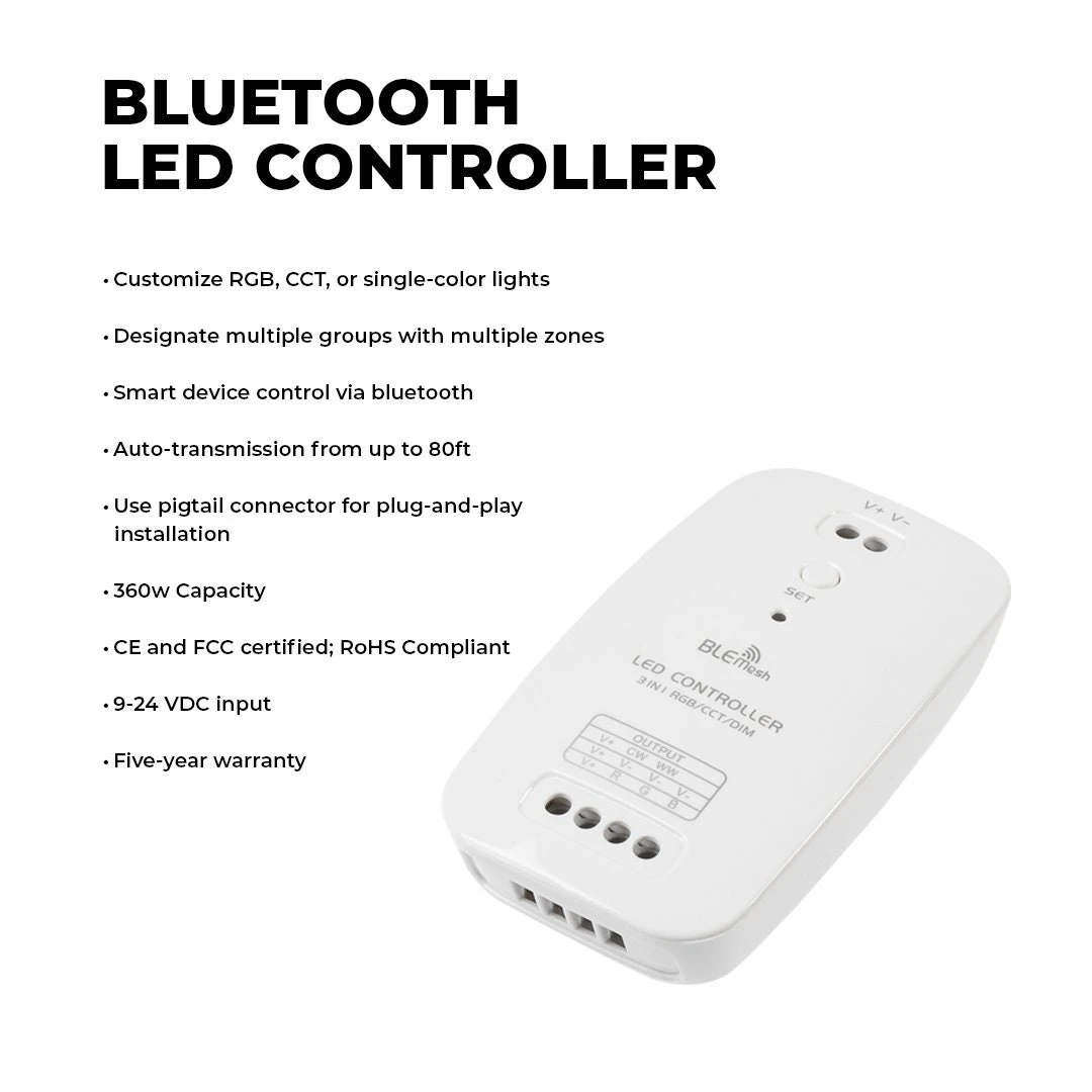 Tunable White LED Strip Light Kit - White LED Tape Light - 5m - Bluetooth Smartphone App Controlled - Image 3