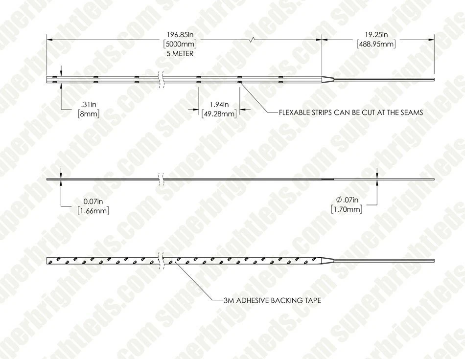 5m White COB LED Strip Light - COB Series LED Tape Light - 244 Lm/ft - IP20 - 24V - 5000K - Image 7