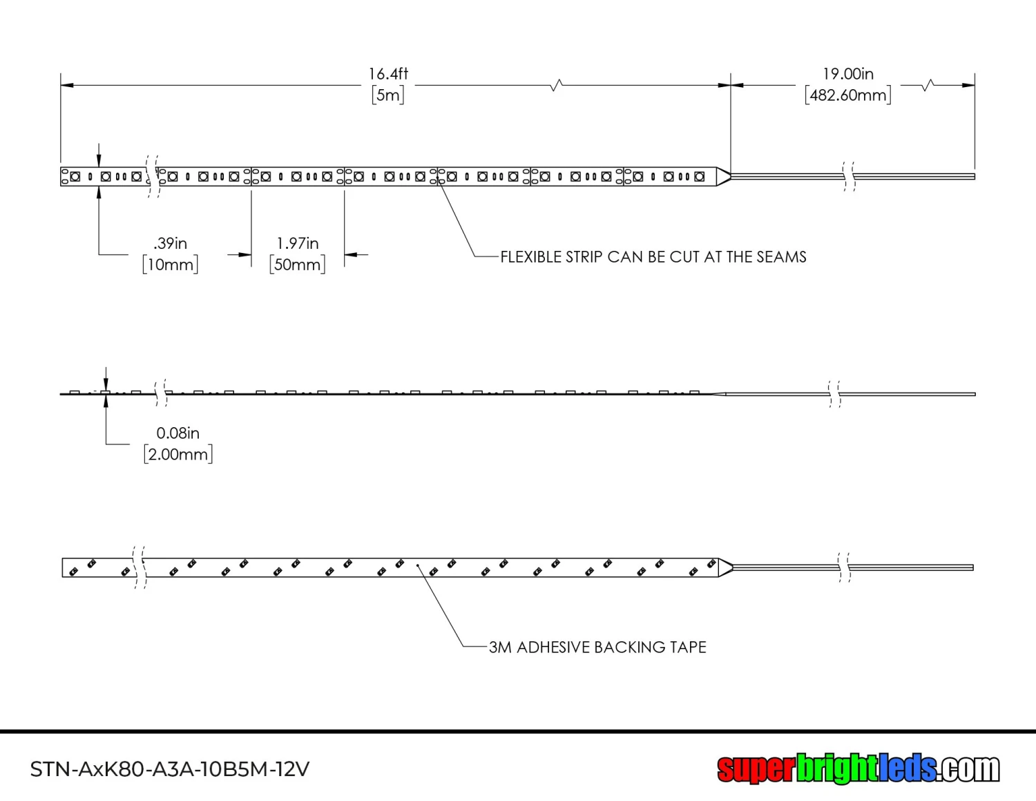 5m White LED Strip Light - Radiant Series LED Tape Light - 12V/24V - IP20 - Natural White 4000K - 196.9in (16.40ft) - Image 11