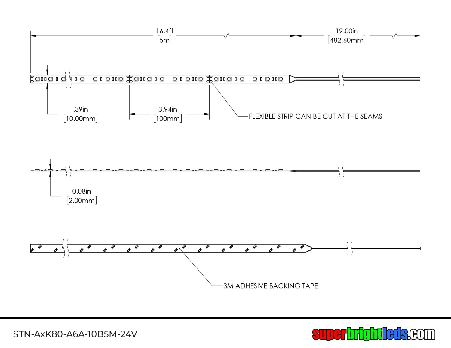 5m White LED Strip Light - Radiant Series LED Tape Light - 12V/24V - IP20 - Natural White 4000K - 196.9in (16.40ft) - Image 12
